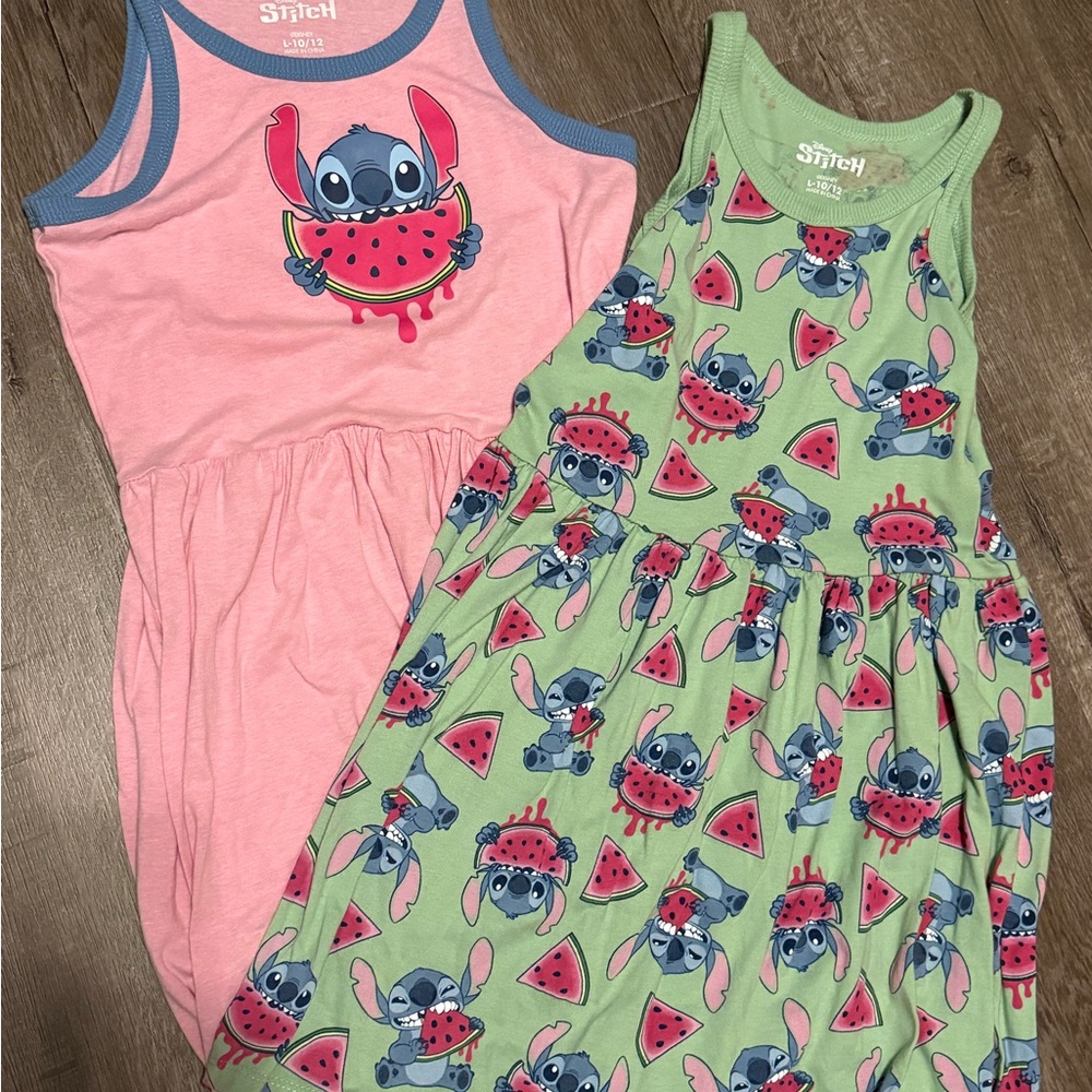 Disney Lilo & Stitch Watermelon Tank Dress Set - Pink & Green